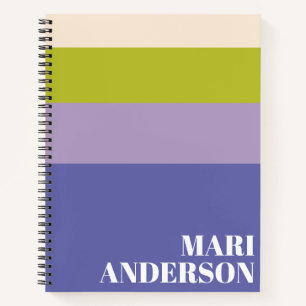 Cuaderno Rayas moradas y verdes personalizadas modernas