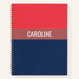 Cuaderno Rayas Negras Azules Y Rojas Personalizadas