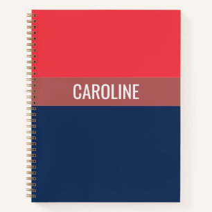 Cuaderno Rayas Negras Azules Y Rojas Personalizadas