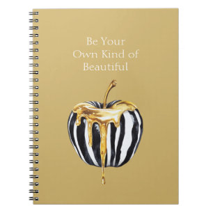 Cuaderno Rayas Negras Blancas Apple con Goteo Dorado