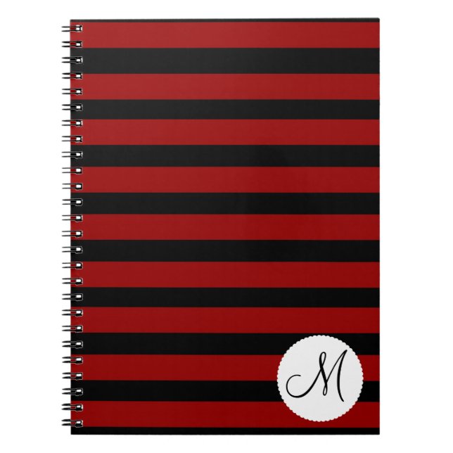 Cuaderno Rayas negras de encargo del rojo de la inicial del (Frente)