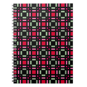 Cuaderno Rayas negras rojas de yeso geométrico