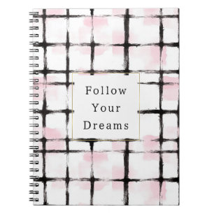 Cuaderno Rayas Negras Rosadas Sigue tus sueños