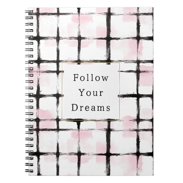 Cuaderno Rayas Negras Rosadas Sigue tus sueños (Frente)