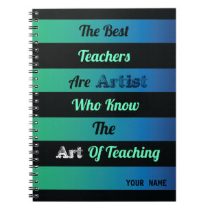 Cuaderno rayas negras sobre la cita de fondo azul verde ver