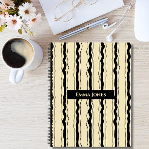 Cuaderno Rayas Negras y Amarillas Divertidas Sencillas Eleg