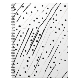 Cuaderno Rayas o puntos de polka negro, blanco, gris