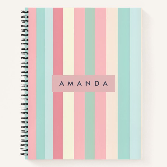 Cuaderno Rayas Pastel Minimalistas Personalizadas (Anverso)