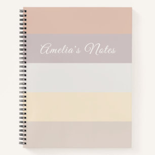 Cuaderno Rayas pastel retro Rosa Gris Monogramado