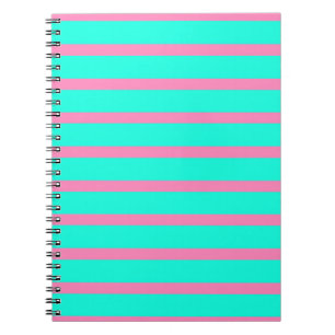 Cuaderno Rayas Pastel Turquesa Azul-Verde Y Rosa