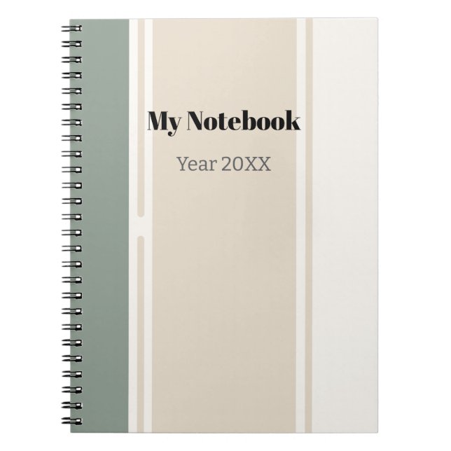Cuaderno Rayas pastel verde salvia y beige (Frente)