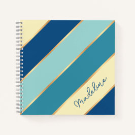 Cuaderno Rayas Personalizadas Azul Turquesa Verde Amarillo 