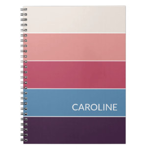 Cuaderno Rayas personalizadas de color rosa, azul y morado