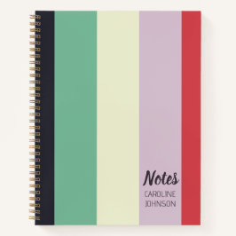 Cuaderno Rayas Personalizadas de Lavanda Verde Amarillo en
