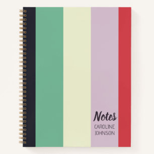 Cuaderno Rayas Personalizadas de Lavanda Verde Amarillo en