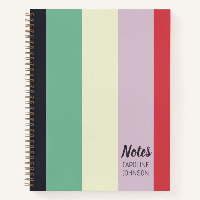 Cuaderno Rayas Personalizadas de Lavanda Verde Amarillo en  (Anverso)