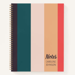 Cuaderno Rayas Personalizadas Verdes Rosadas Naranjas Negra