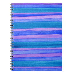 Cuaderno Rayas pintadas: Verde azuladas, azules, violetas