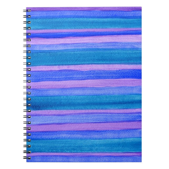 Cuaderno Rayas pintadas: Verde azuladas, azules, violetas (Frente)