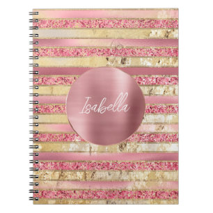 Cuaderno Rayas Purpurinas Glam Pink Gold