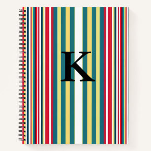 Cuaderno Rayas retro coloridas añaden letra inicial monogra