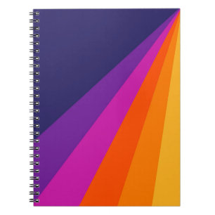 Cuaderno Rayas retro diagonales púrpura y naranja