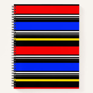 Cuaderno Rayas rojas azules negras decorativas
