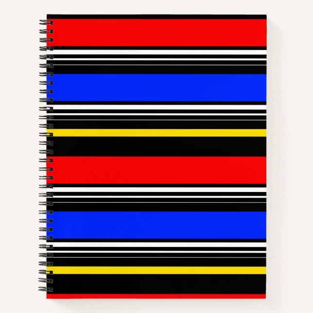 Cuaderno Rayas rojas azules negras decorativas (Anverso)