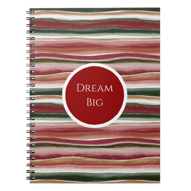 Cuaderno Rayas rojas verdes rubor blanco dorado (Frente)