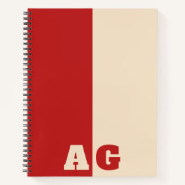 Cuaderno Rayas rojas y amarillas Monograma en negrita