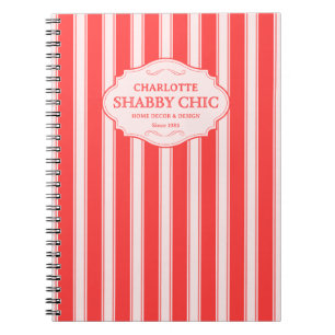 Cuaderno Rayas Rosa Coral Logo Personalizado Estilo Chic Su