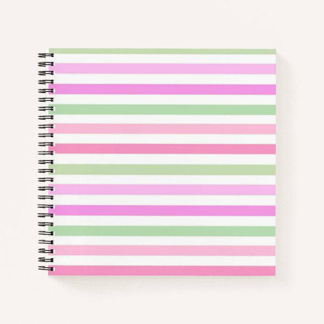 Cuaderno Rayas, rosa, verde (Anverso)