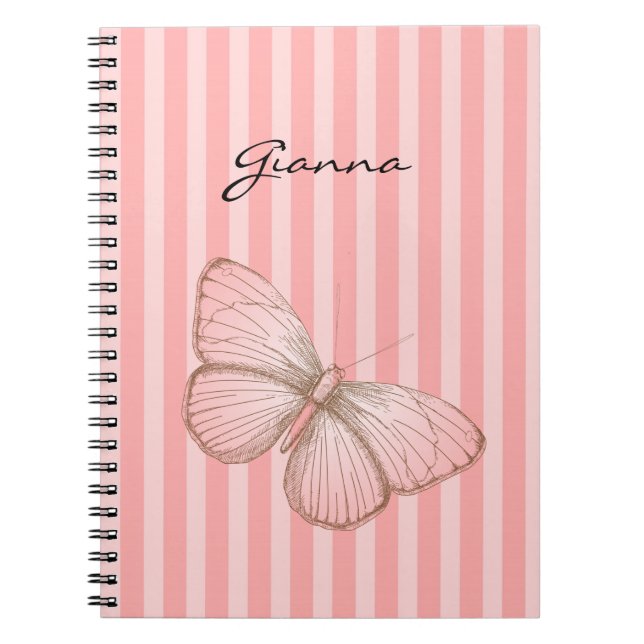 Cuaderno Rayas rosadas con mariposa (Frente)