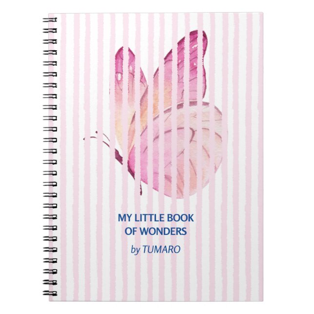 Cuaderno Rayas rosadas con una mariposa oculta  (Frente)