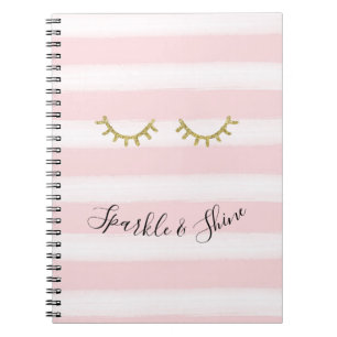 Cuaderno Rayas rosadas de oro Purpurina de ojivas esparcen