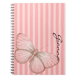 Cuaderno Rayas rosas con mariposa