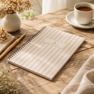 Cuaderno Rayas rústicas iniciales beige y taupe de granja