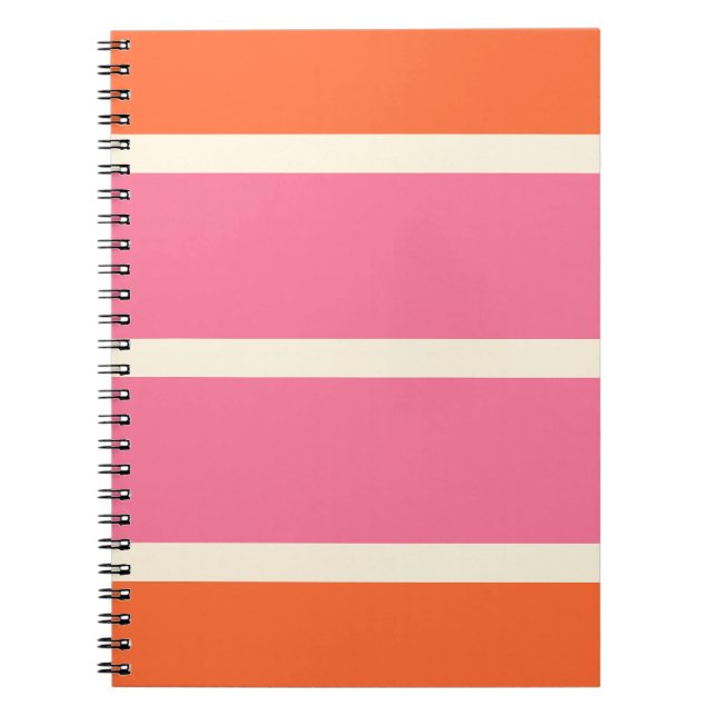 Cuaderno Rayas Simples en Rosa, Naranja y Crema (Frente)