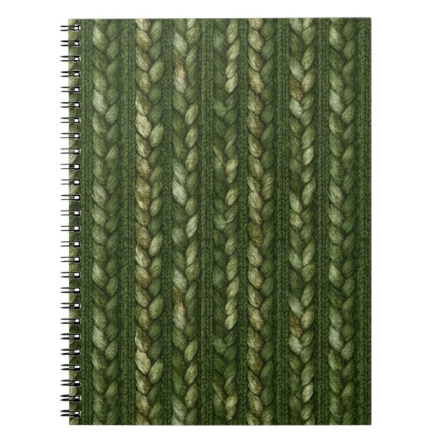 Cuaderno Rayas Trenzadas Verdes Acogedoras   (Frente)
