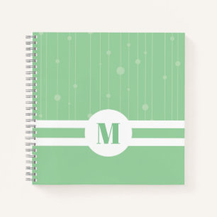 Cuaderno Rayas verde menta monograma moderno pastel