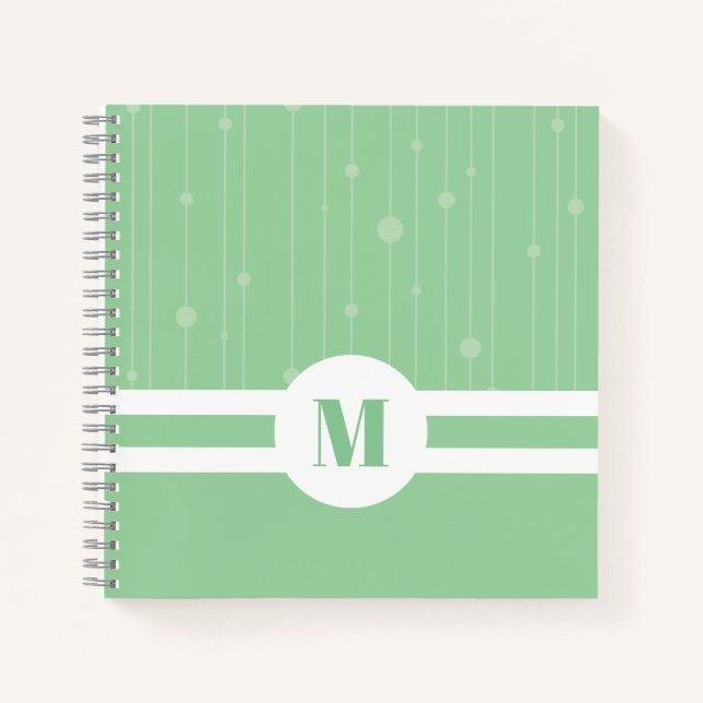 Cuaderno Rayas verde menta monograma moderno pastel (Anverso)