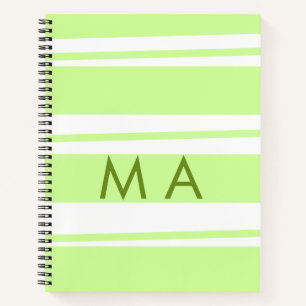 Cuaderno Rayas verde neón Monograma de letra de patrón grie