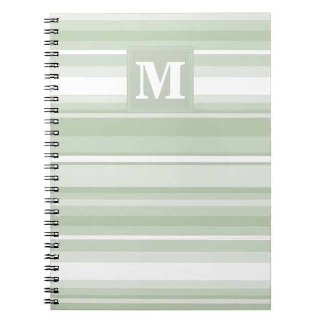 Cuaderno Rayas verde pálido monograma (Frente)