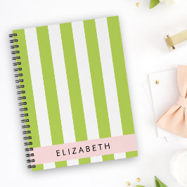 Cuaderno Rayas verdes, líneas, patrón rayado, nombre