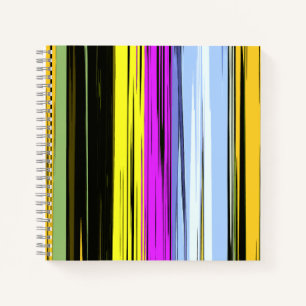 Cuaderno Rayas Verticales Amarillo Verde Azul Púrpura Negro