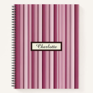 Cuaderno Rayas verticales mauve rosadas personalizadas mode