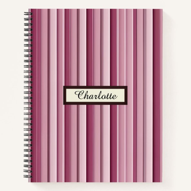 Cuaderno Rayas verticales mauve rosadas personalizadas mode (Anverso)