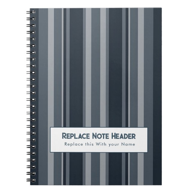 Cuaderno Rayas verticales personalizadas azul gris (Frente)
