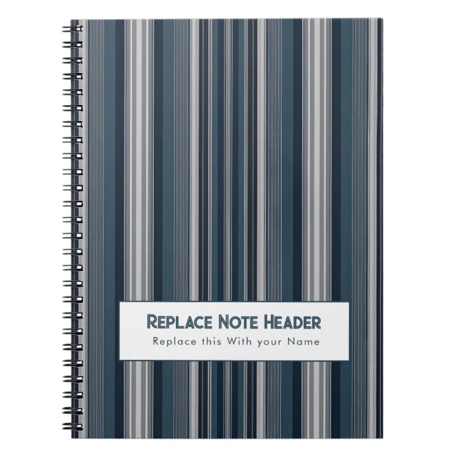Cuaderno Rayas verticales personalizadas azul gris (Frente)