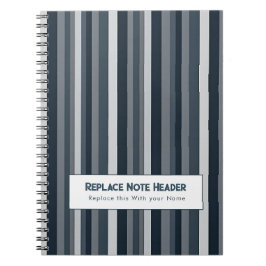 Cuaderno Rayas Verticales Personalizadas Azul Gris